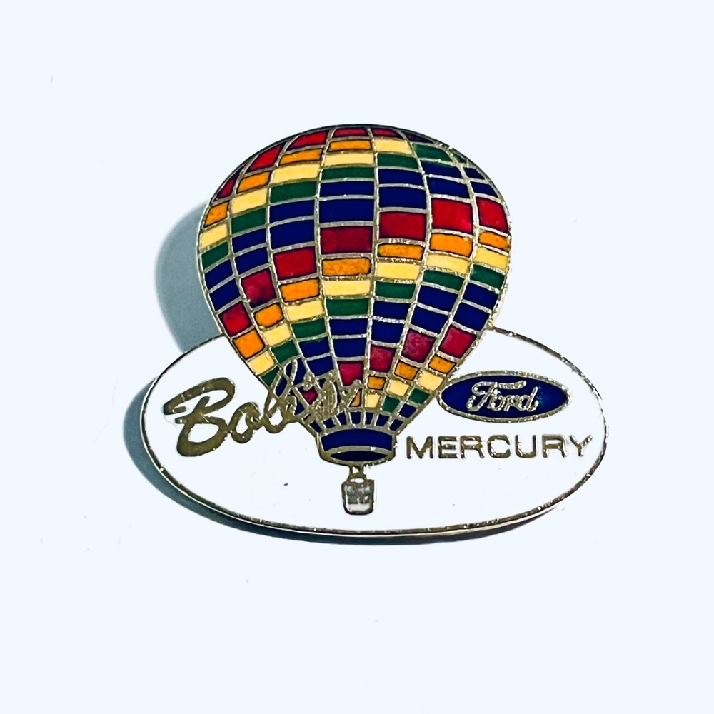 Bob’s Ford Mercury Hot Air Balloon Enamel Pin - Red, Blue, Green, Yellow